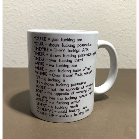 Bad Grammar MUG Their They're You're Your We're Were Slogan Vintage Adul… - Picture 1 of 4